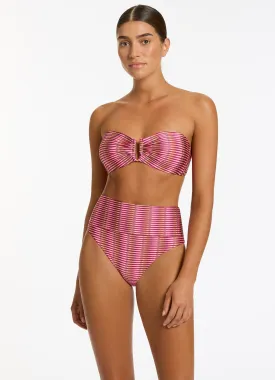 Alessia Geo Fold Down Bikini Bottom - Peony