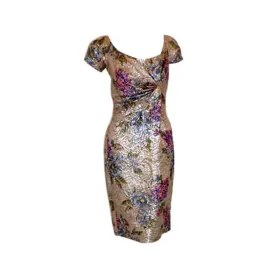 CEIL CHAPMAN Circa 1950 Floral Brocade Cocktail Dress