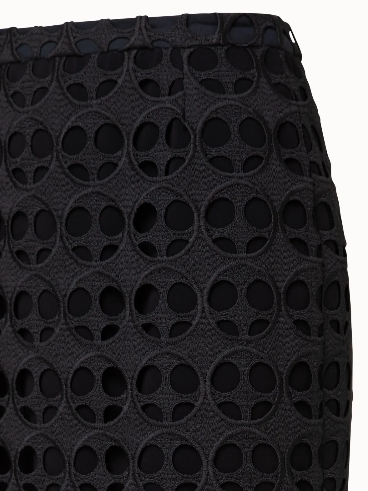 Dot Cut-Out Embroidery Pencil Skirt