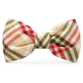 Eggnog Plaid Flannel Dog Bow Tie