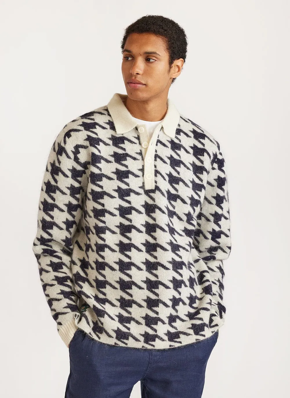 Houndstooth Rugby Shirt - Ecru