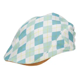 Kids Cut and Sew Drivers Cap with Plaid Golf Print and Faux Suede Brim