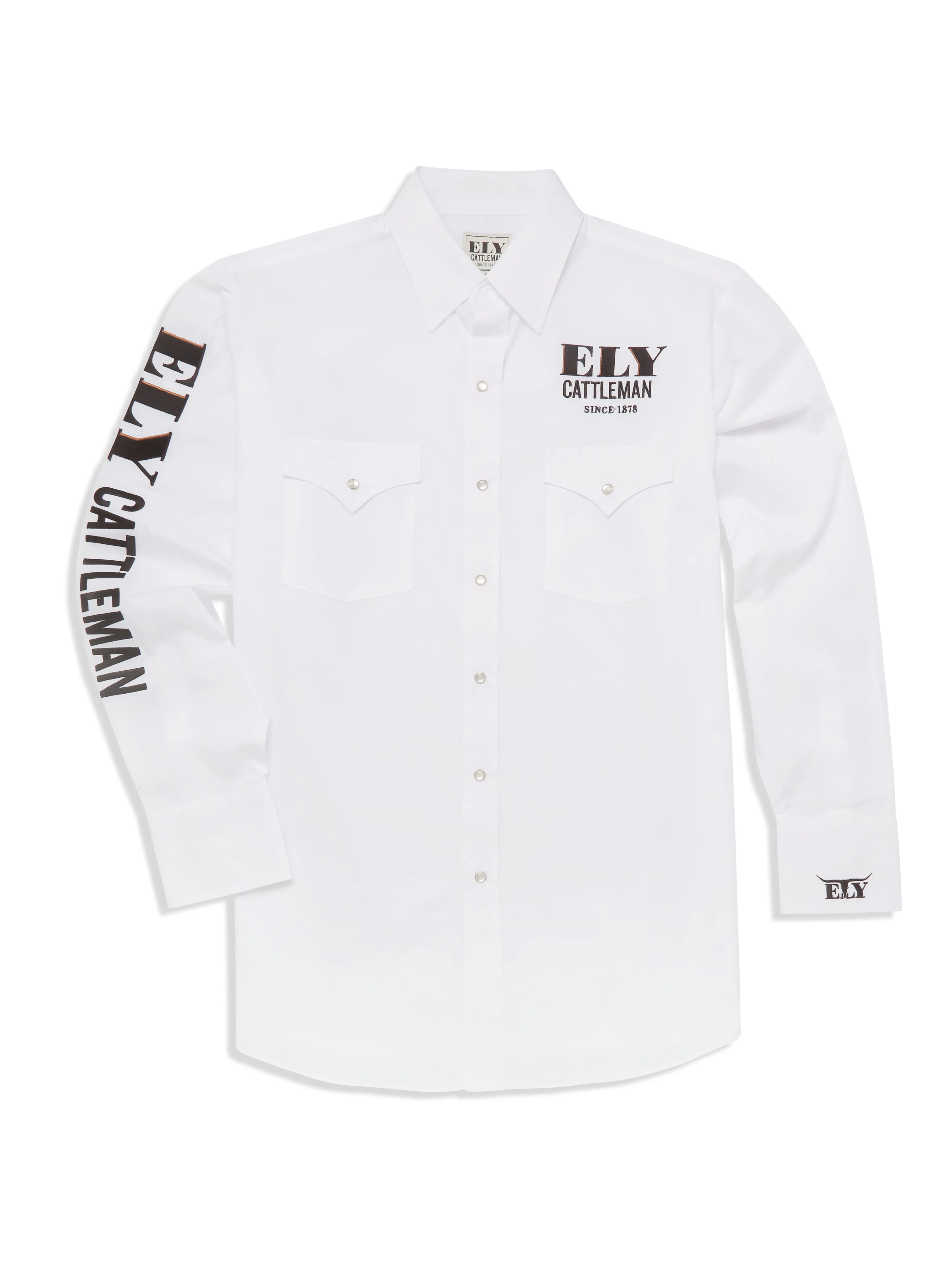 Men's Ely Cattleman Long Sleeve Western Logo Rodeo Shirt