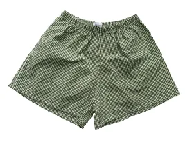 Organic poplin shorts in green gingham