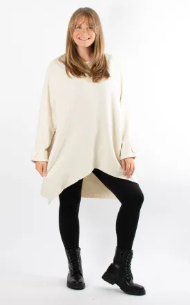 Oversized Ribbed Hi-Lo Jumper | Beige