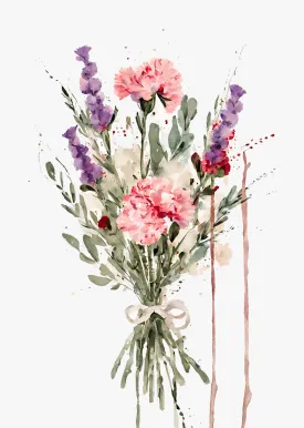 Pink Morning Flower Bouquet Wall Art Print