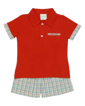 Primary Plaid Polo Set