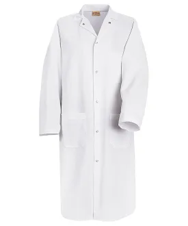 Red Kap 44.75 Inch Gripper Front Men White Butcher Wrap Lab Coat