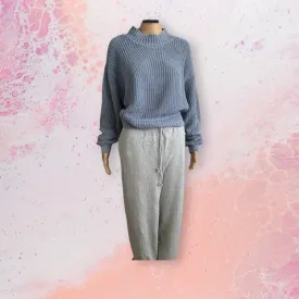 Ribbed Cropped Mock-Neck Sweater