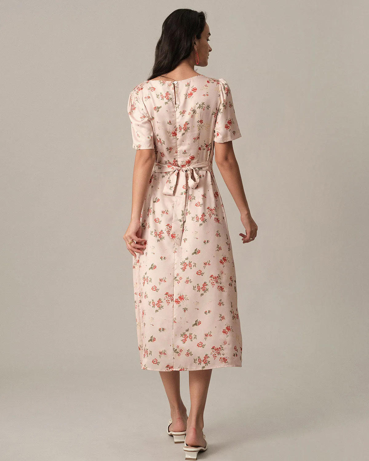 The Floral Tie Strap Cutout Midi Dress