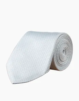 White & Light Blue Textured Silk Tie